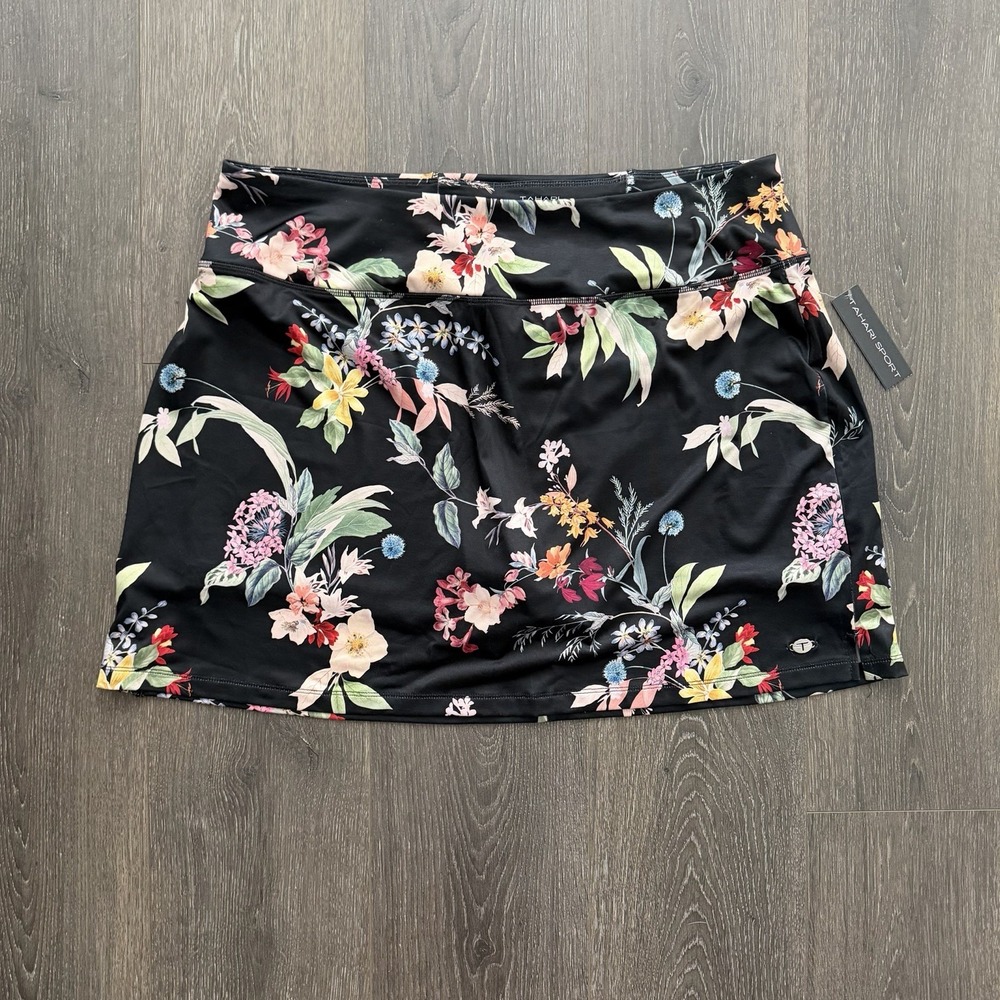 TAHARI SPORT NWT Tropical Floral Athletic Skirt Skort 2x Athleisure Golf Tennis
